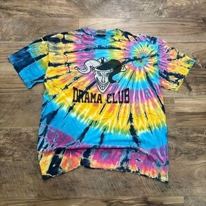 Vintage Y2K Drama Club Clown Tie Dye Tee 1990s single‑stitch